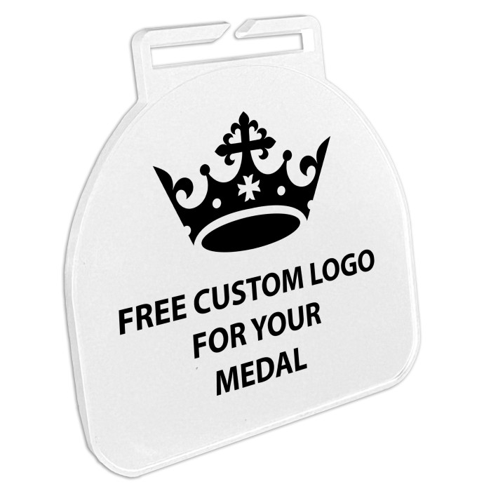 60MM MODERN CURVED BUDGET METAL PRINTED MEDAL - GOLD/ SILVER/ BRONZE/ BLACK/ WHITE